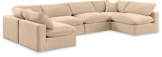 Comfy - 6 Piece Velvet Modular Armless Sectional