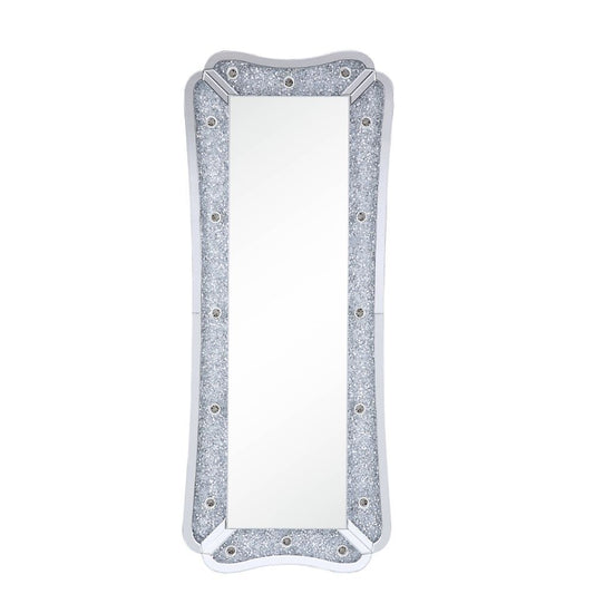 Noralie - 63" Floor Mirror With Faux Diamonds - Mirrored