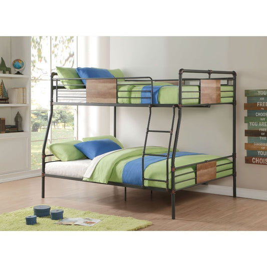 Brantley - Full Long / Queen Bunk Bed - Sandy Black & Dark Bronze Hand-Brushed