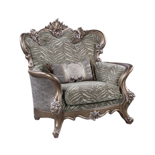 Elozzol - Chair With Pillow - Fabric & Antique Bronze