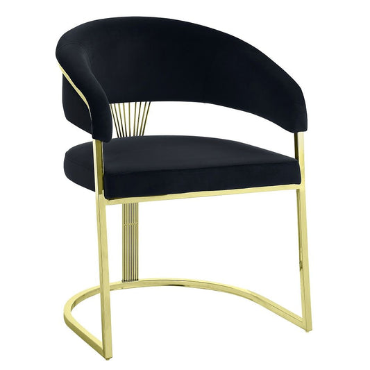 Fallon - Side Chair - Black Velvet & Mirrored Gold