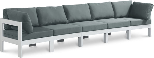 Nizuc - Outdoor Patio 5 Seat Modular Sofa With White Frame