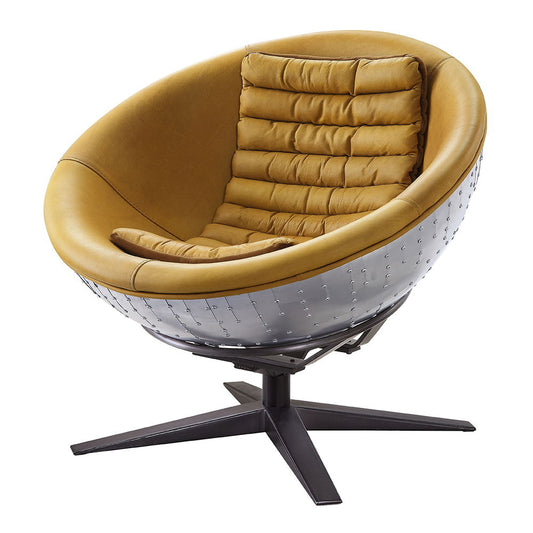 Brancaster - Accent Chair - Turmeric Top Grain Leather & Aluminum