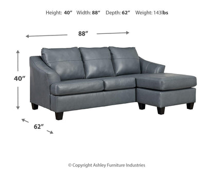 Genoa Sofa Chaise - 4770518 - approximate manufacturer dimensions (supplier image 4)