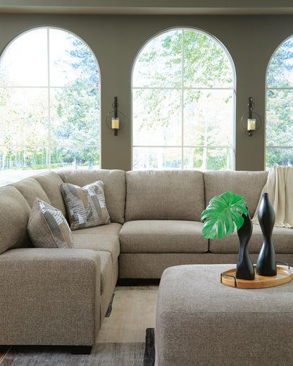 Newellen 3-Piece Sectional and Oversized Ottoman - 48404U1 - product view or room setting; complete kit and included component views (supplier image 9)