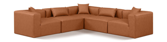 Cube - 5 Piece Modular Corner Sectional - Cognac