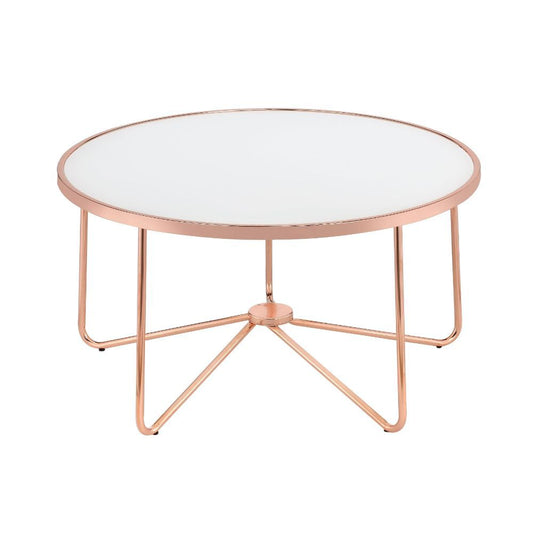 Alivia - Coffee Table - Frosted Glass & Rose Gold