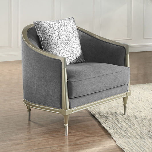 Fernando - Chair With Pillow - Gray Chenille & Champagne