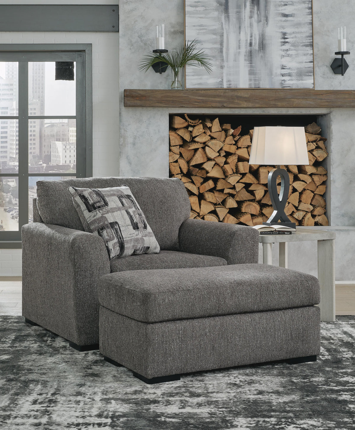 Gardiner Oversized Chair and Ottoman - 52404U2 - product view or room setting; complete kit and included component views (supplier image 1)