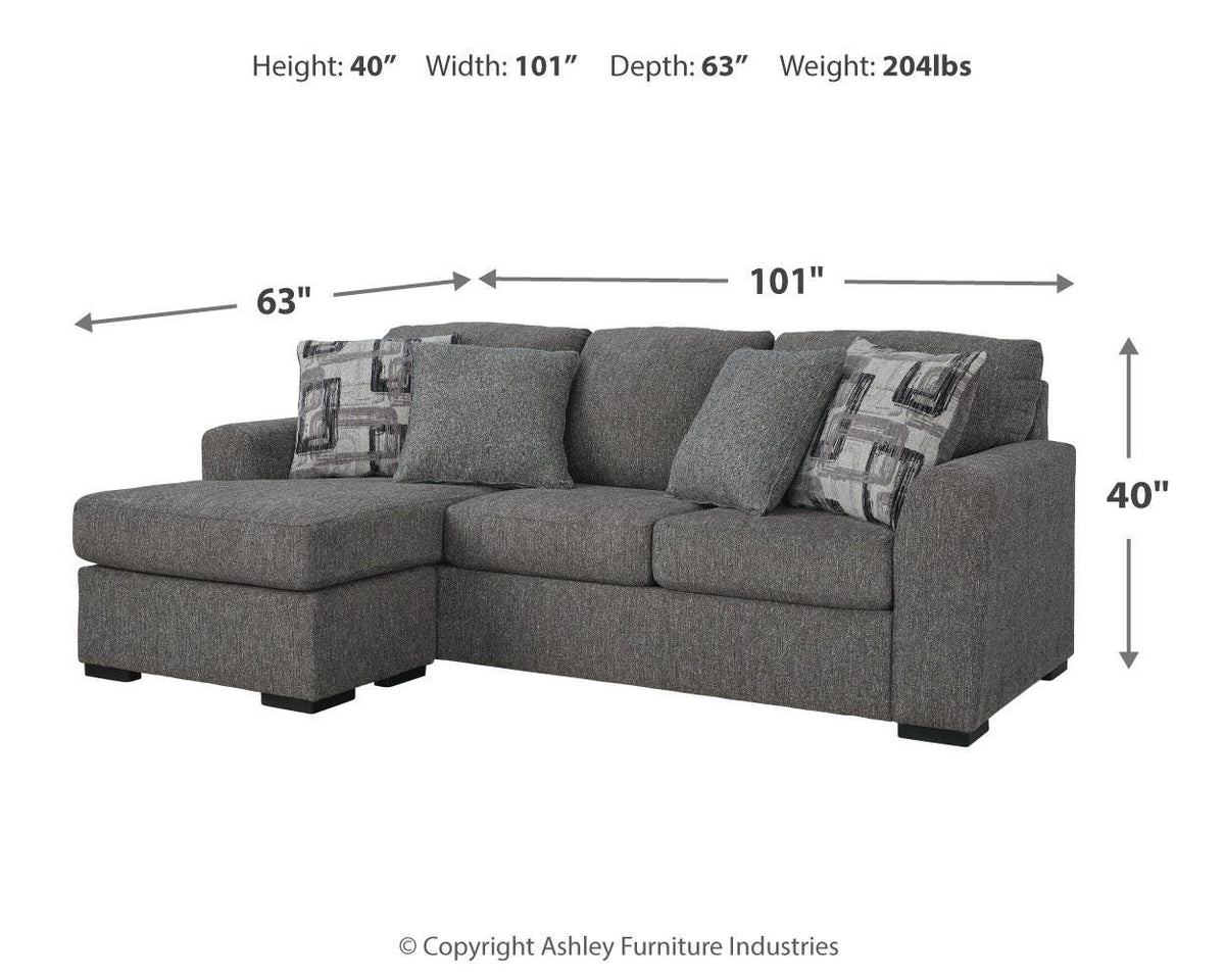 Gardiner Sofa Chaise and Ottoman - 52404U1 - approximate manufacturer dimensions (supplier image 10)