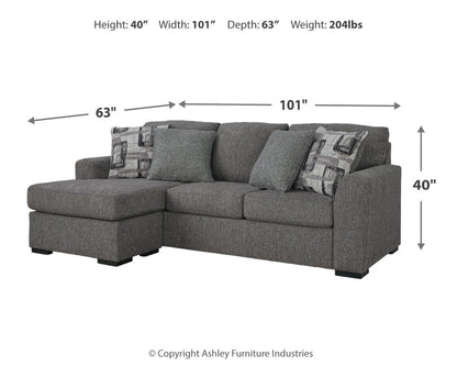 Gardiner Sofa Chaise and Ottoman - 52404U1 - approximate manufacturer dimensions (supplier image 10)