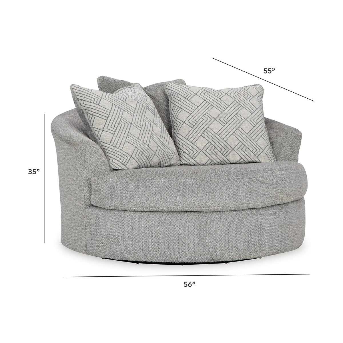 Casselbury Oversized Swivel Accent Chair - 5290621 - approximate manufacturer dimensions (supplier image 7)