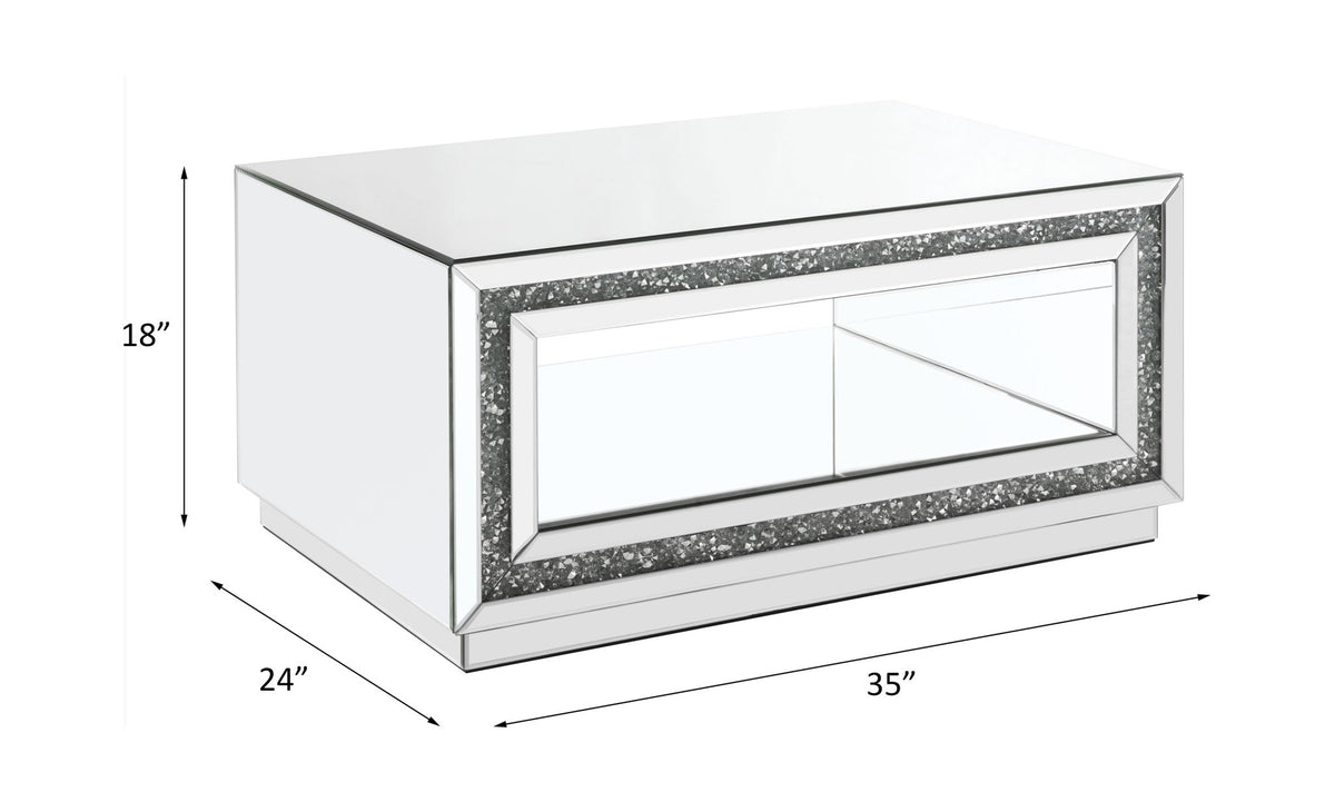 Noralie - 35" X 24" Coffee Table - Mirrored & Faux Diamonds