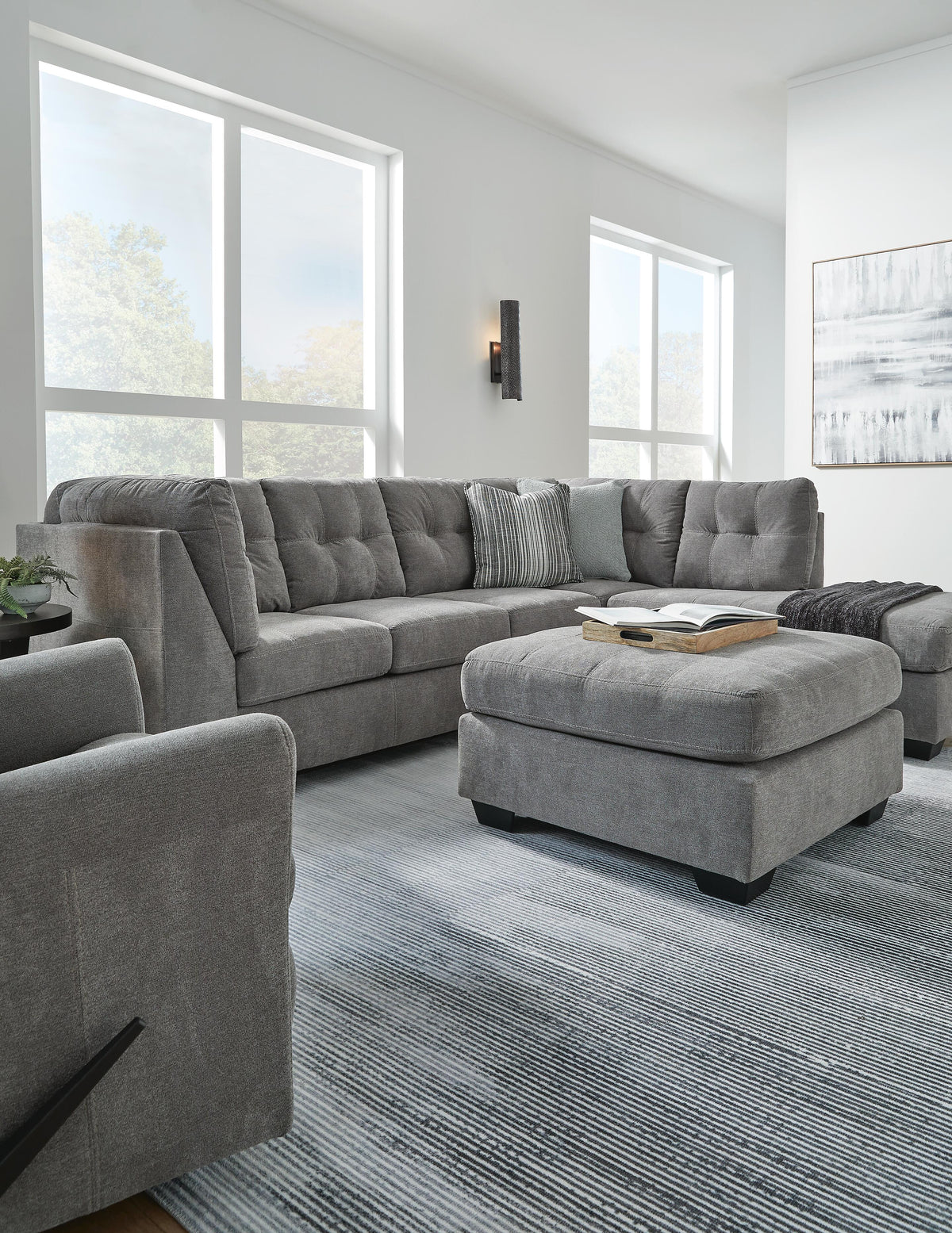 Marleton 2-Piece Sectional and Ottoman - 55305U1 - product view or room setting; complete kit and included component views (supplier image 12)