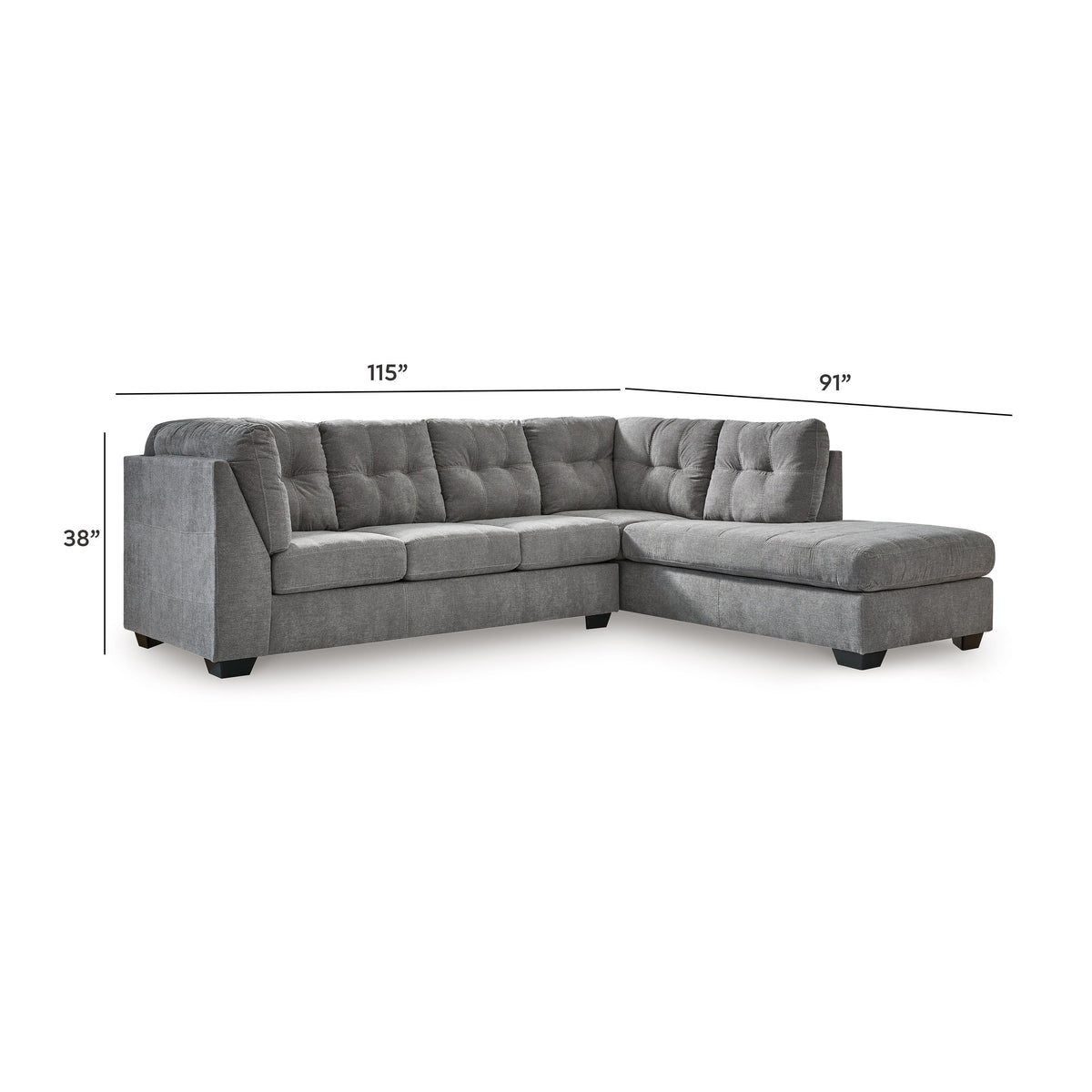 Marleton 2-Piece Sectional and Ottoman - 55305U1 - approximate manufacturer dimensions (supplier image 22)