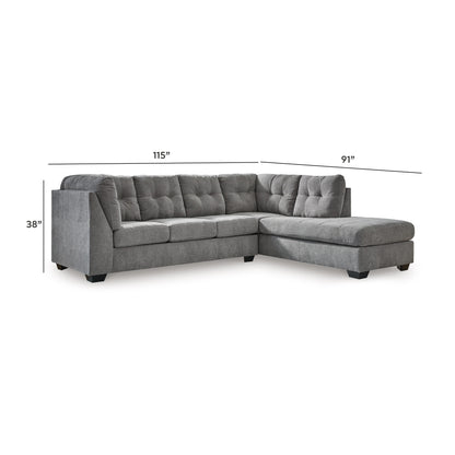 Marleton 2-Piece Sectional and Ottoman - 55305U1 - approximate manufacturer dimensions (supplier image 22)