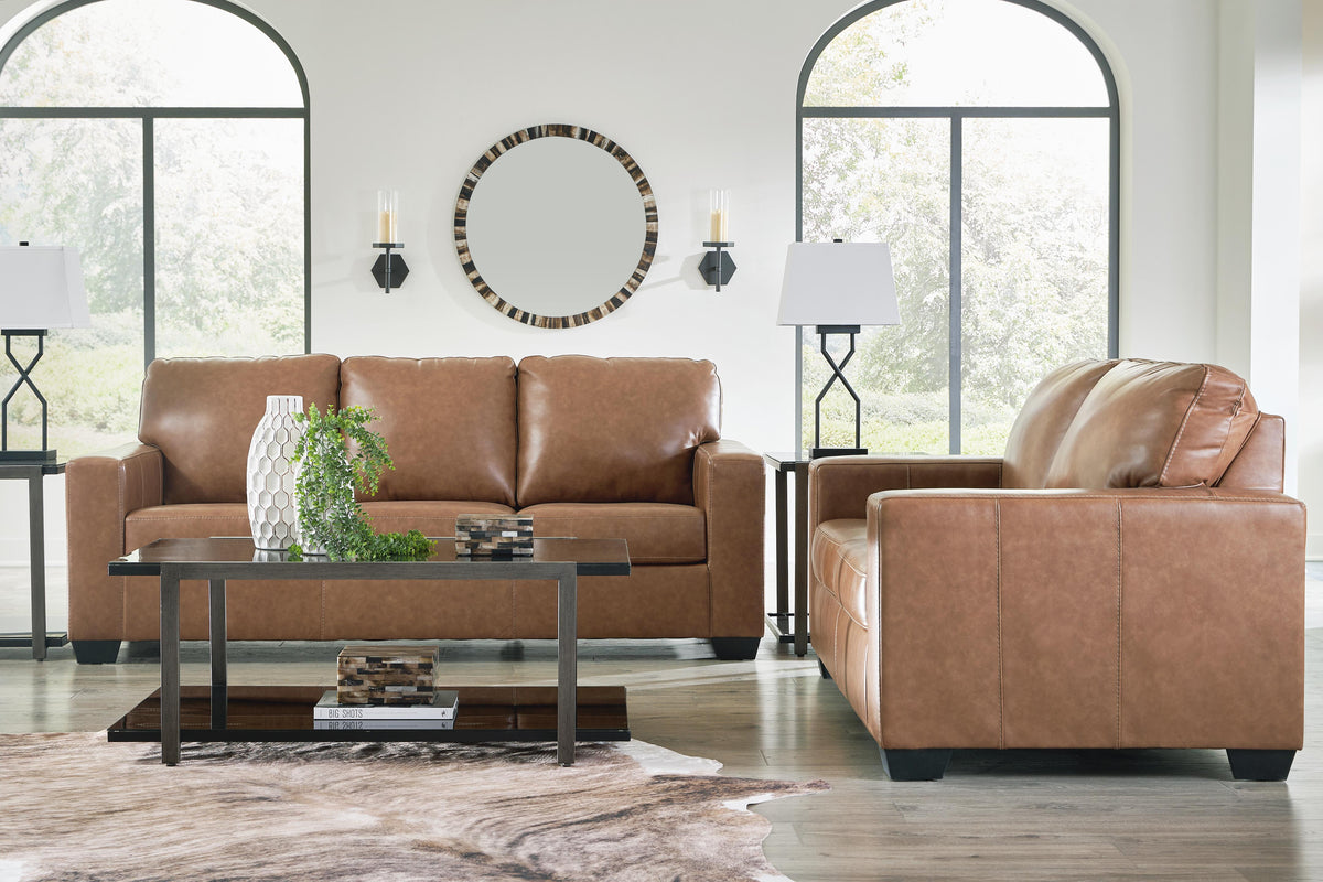 Bolsena sofa and loveseat set, Caramel, 55603U1: original supplier product or room view; only listed sofa and loveseat included. Castillo Furniture, Philadelphia.