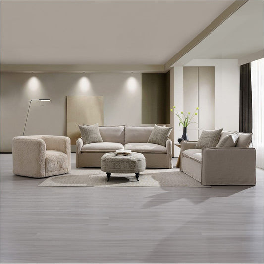 Upendo - Loveseat With 2 Pillows - Beige Linen