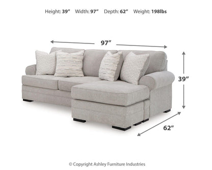 Eastonbridge Sofa Chaise - 5660318 - approximate manufacturer dimensions (supplier image 10)