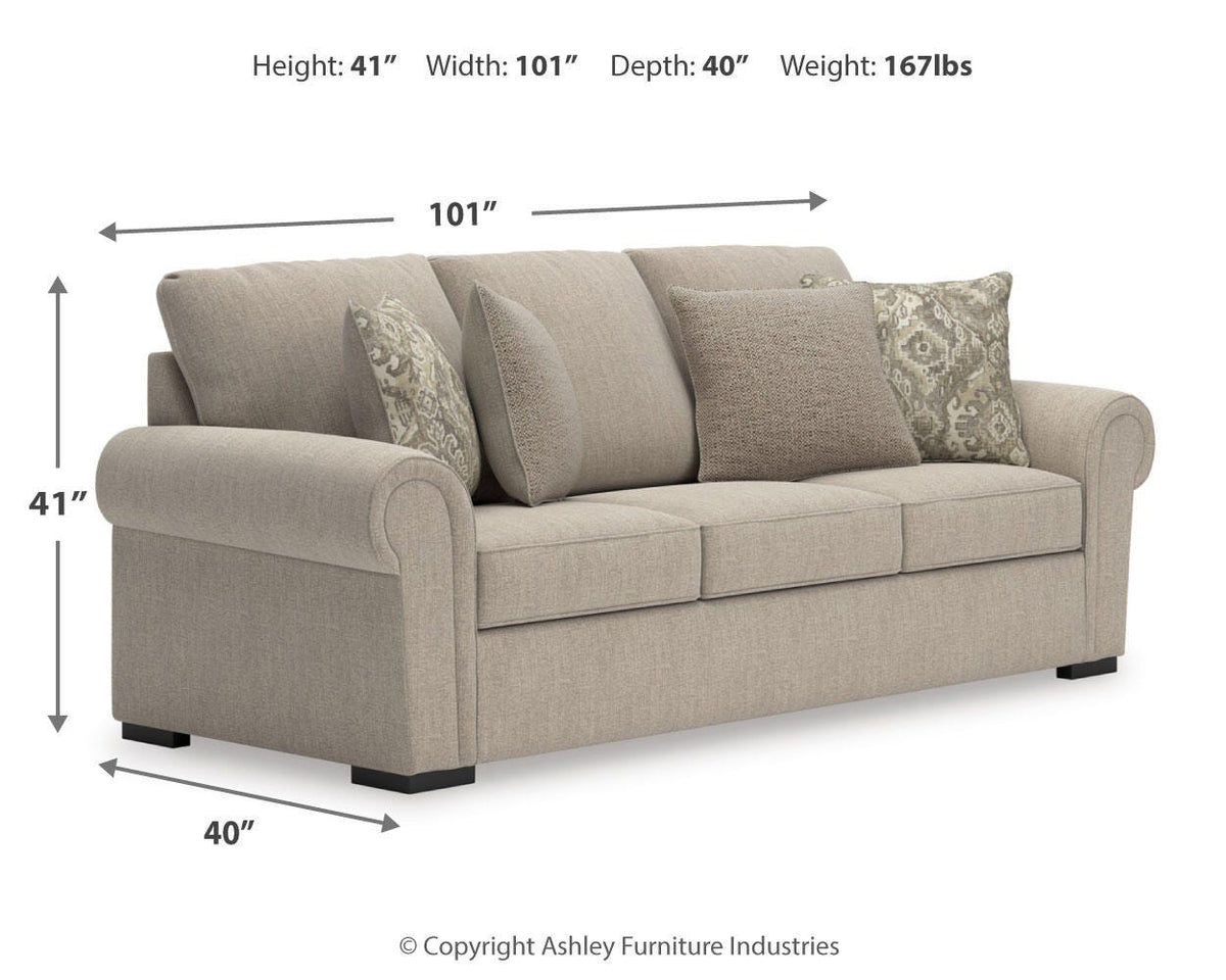 Sararose Sofa - 5710238 - approximate manufacturer dimensions (supplier image 8)