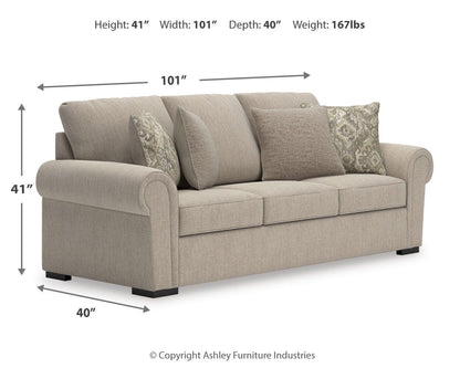 Sararose Sofa - 5710238 - approximate manufacturer dimensions (supplier image 8)
