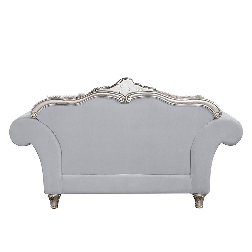 Pelumi - Sofa & Loveseat Set - Light Gray Linen & Platinum