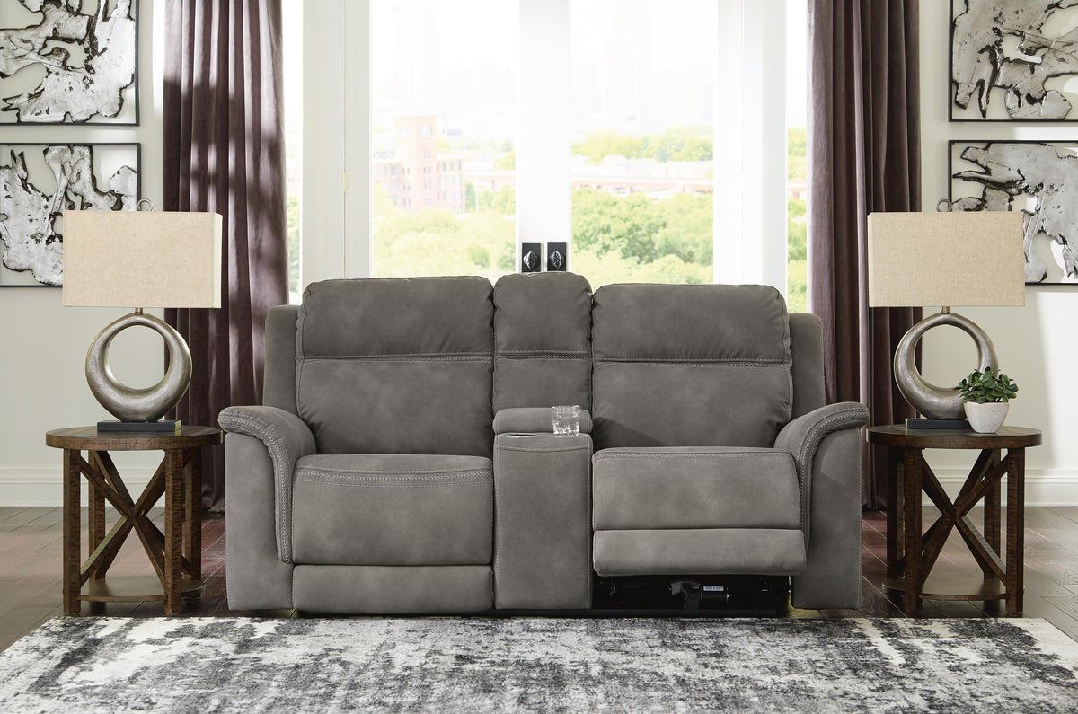 Next-Gen Durapella Power Reclining Loveseat with Console - 5930118 - product view or room setting; only loveseat included (supplier image 17)