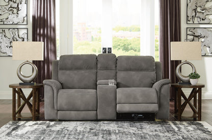 Next-Gen Durapella Power Reclining Loveseat with Console - 5930118 - product view or room setting; only loveseat included (supplier image 17)