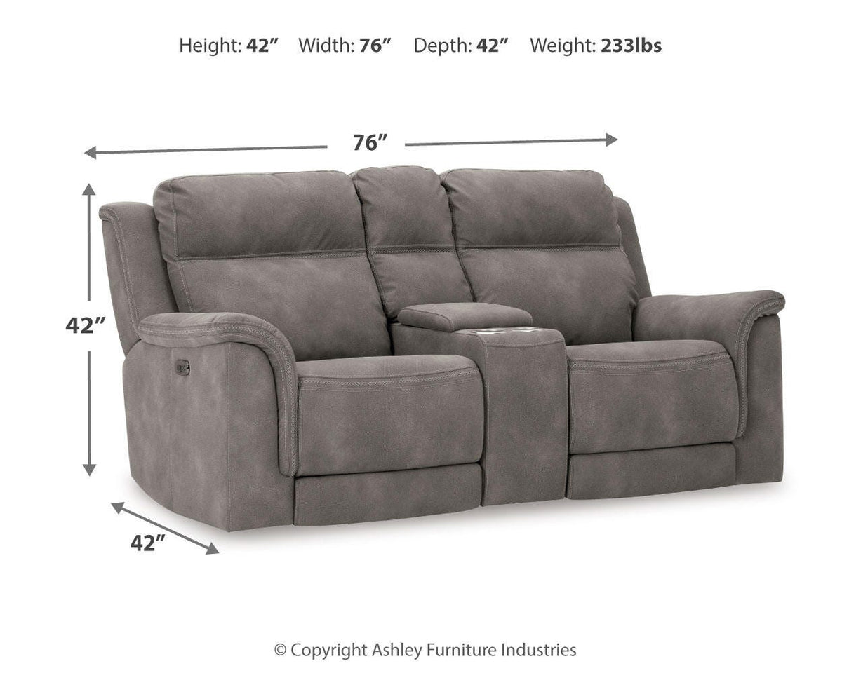 Next-Gen Durapella Power Reclining Loveseat with Console - 5930118 - approximate manufacturer dimensions (supplier image 19)