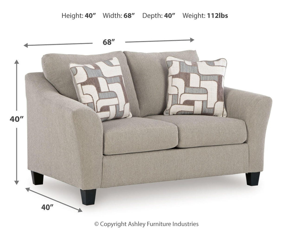 Willarae Loveseat - 5980335 - approximate manufacturer dimensions (supplier image 6)