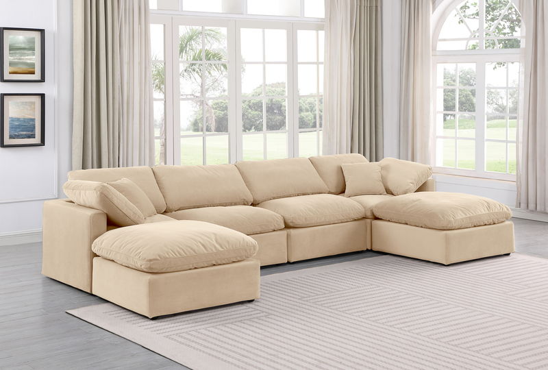 Indulge - Velvet 6 Piece Modular Double Chaise Sectional