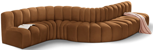 Arc - Velvet 7 Piece Modular Sofa - Saddle