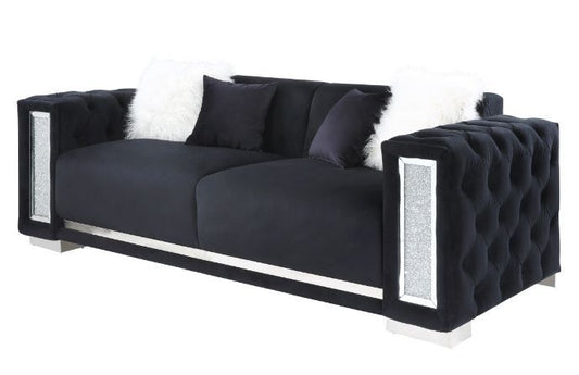Trislar - Sofa With 4 Pillows (Same Lv01397) - Black Velvet