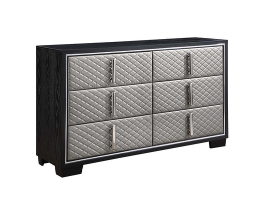 Nicola - Dresser - Silver Synthetic Leather & Black