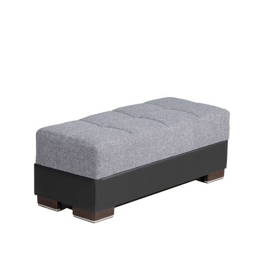 Ottomanson Armada - Upholstered Ottoman With Storage - Gray/Black PU Polyester