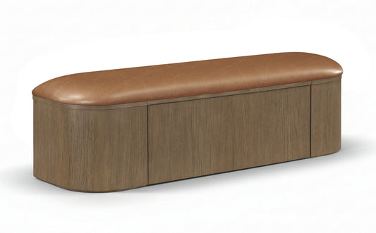 Velden - Upholstered Storage Bench With Stained Brown Base
