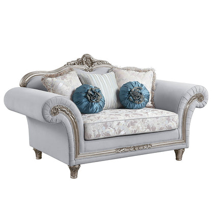 Pelumi - Sofa & Loveseat Set - Light Gray Linen & Platinum