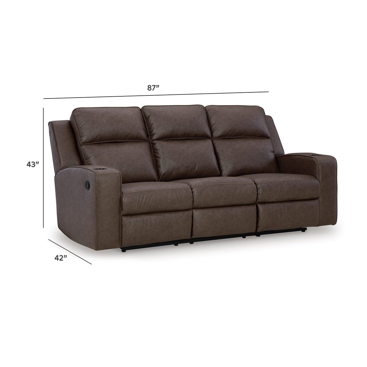 Lavenhorne Reclining Sofa with Drop Down Table - 6330689 - approximate manufacturer dimensions (supplier image 11)