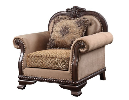 Chateau De Ville - Chair With Pillow (Same Lv01590) - Fabric & Espresso