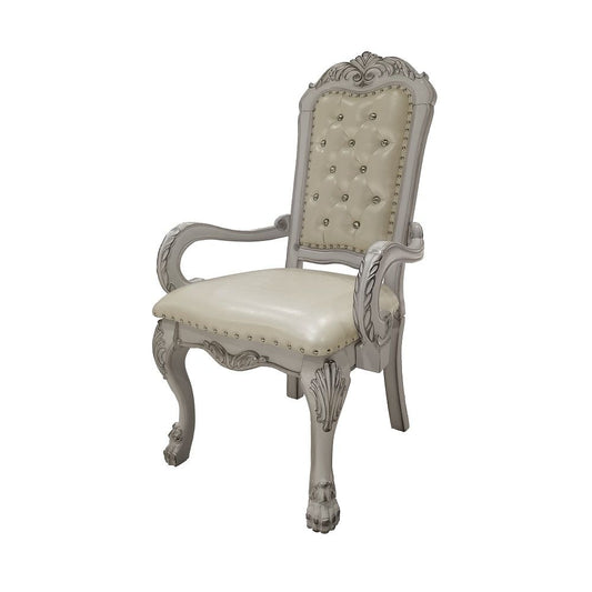 Dresden - Synthetic Leather Arm Chair (Set of 2) - Bone White
