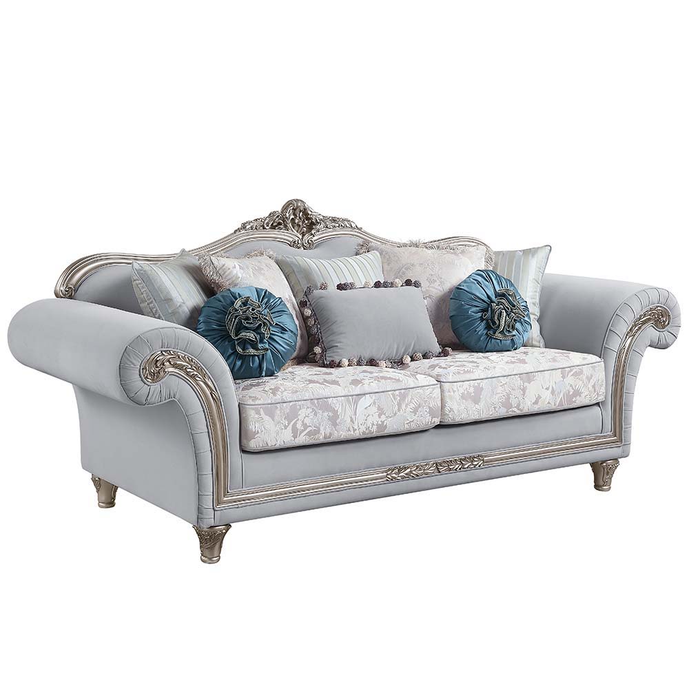 Pelumi - Sofa & Loveseat Set - Light Gray Linen & Platinum