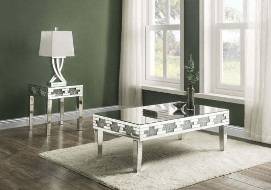 Noralie - 48" X 29" Coffee Table - Mirrored & Faux Diamonds