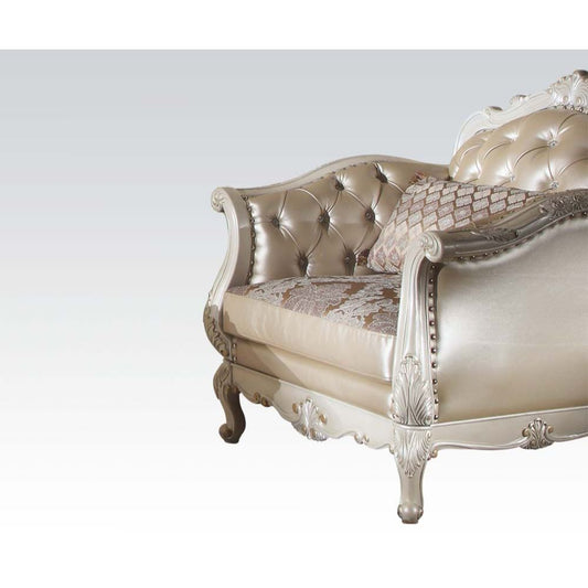 Chantelle - Chair With Pillow - Rose Gold Synthetic Leather /Fabric & Pearl White