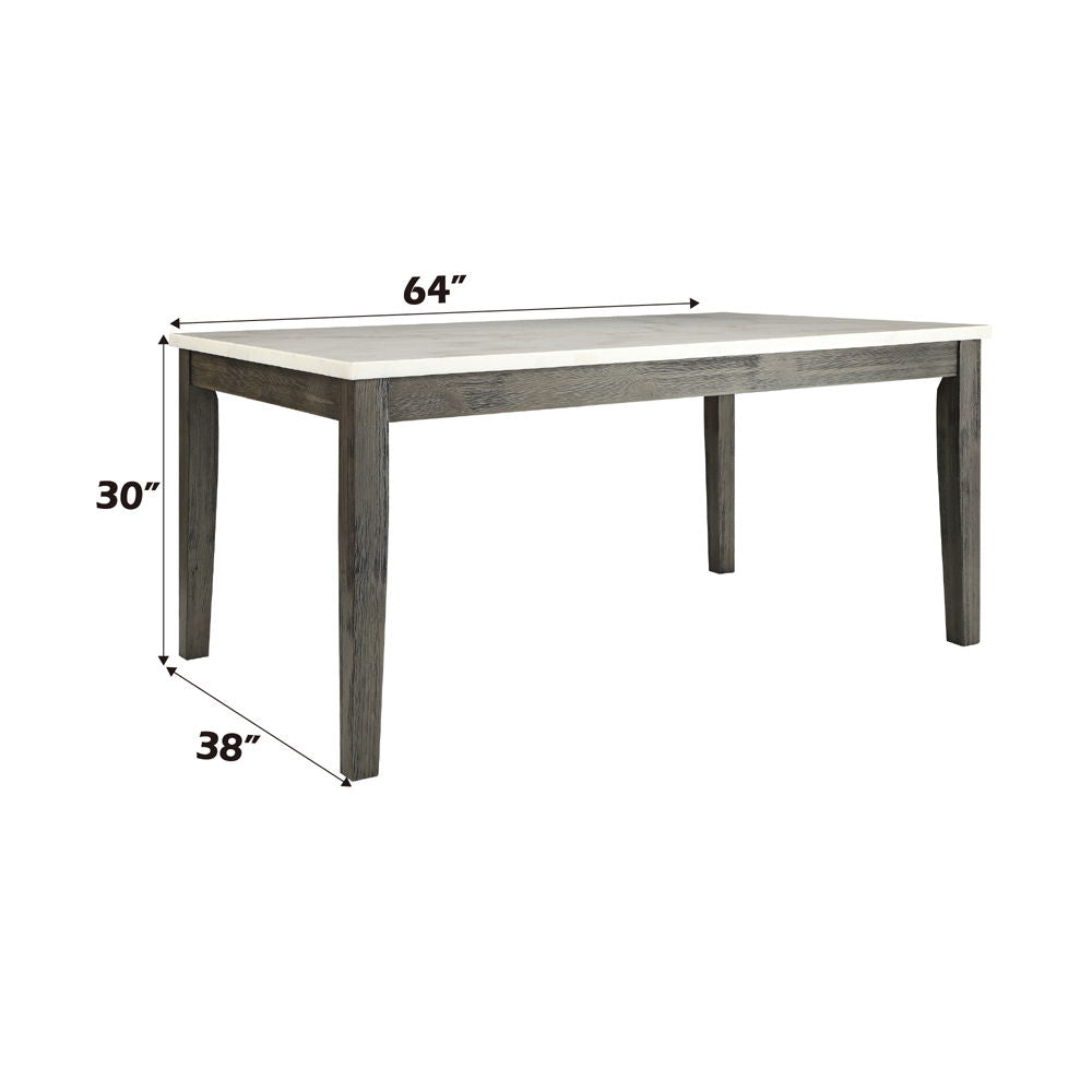 Merel - Dining Set - White Marble Top & Gray Oak