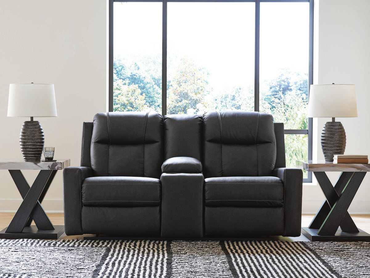 Mackmenville Reclining Loveseat with Console - 7471394 - product view or room setting; only loveseat included (supplier image 12)