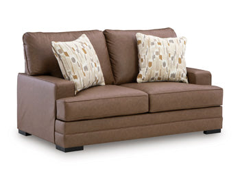 VillaCourt sofa and loveseat set, Caramel, 7490935: original manufacturer image; only listed sofa and loveseat included. Castillo Furniture, Philadelphia.