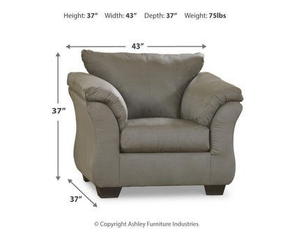 Darcy Chair and Ottoman - 75005U7 - approximate manufacturer dimensions (supplier image 9)