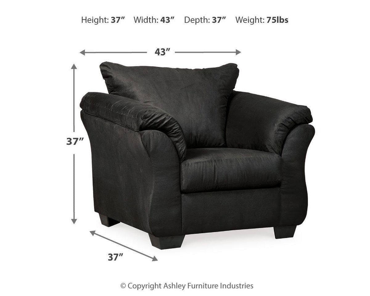Darcy Chair and Ottoman - 75008U3 - approximate manufacturer dimensions (supplier image 18)