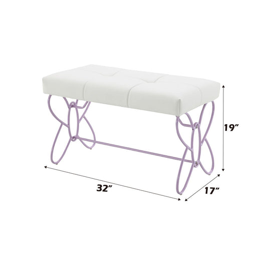 Priya II - Bench - White & Light Synthetic Leather Rple