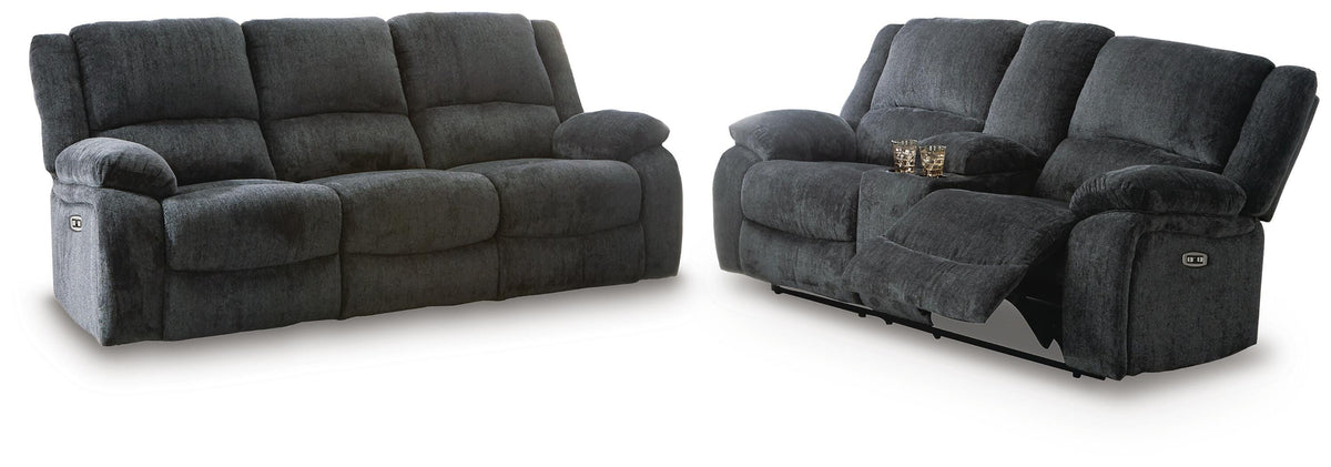 Draycoll sofa and loveseat set, Slate / Power, 76504U2: original manufacturer image; only listed sofa and loveseat included. Castillo Furniture, Philadelphia.